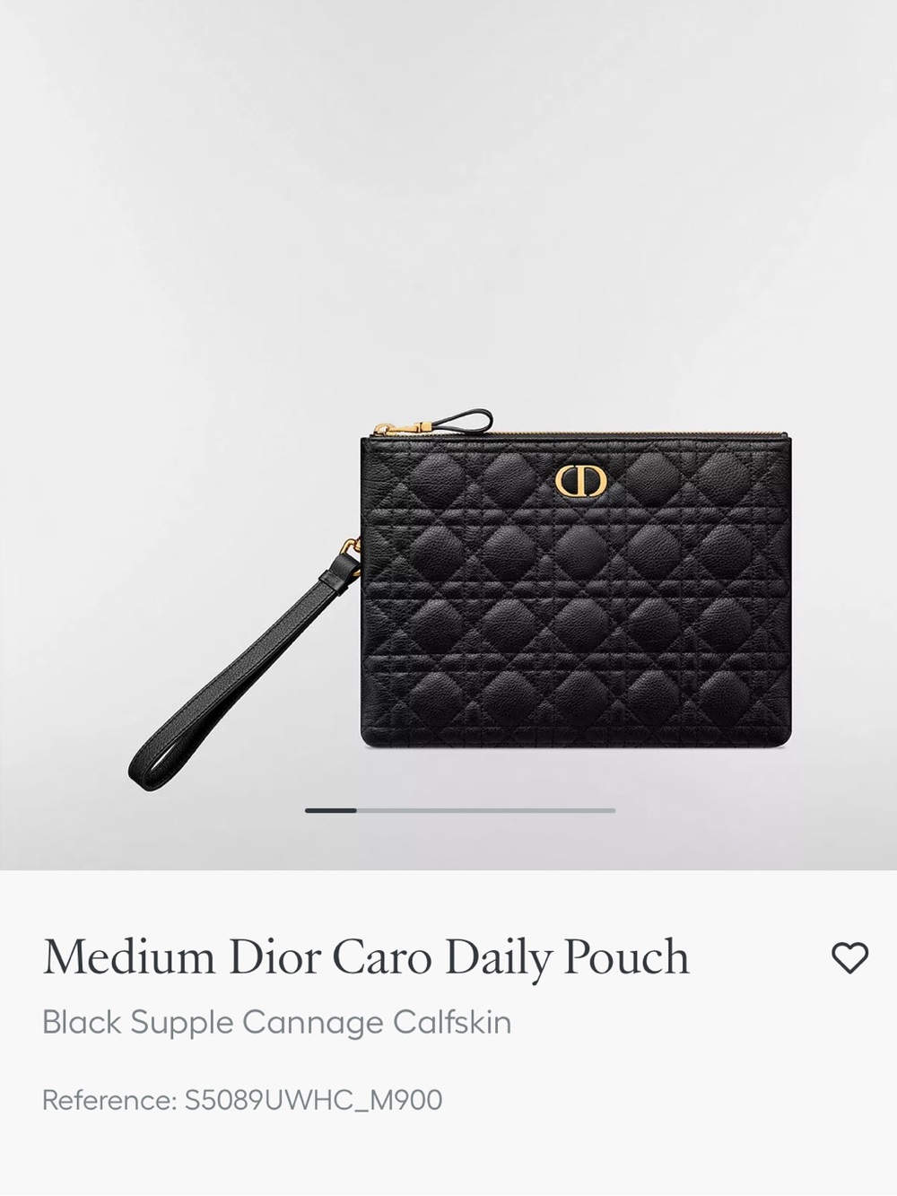 Dior Black Medium Caro Wrist Pouch with Gold CD Accent
